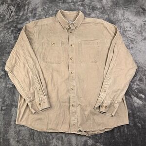 Guide Series Field Shirt Men XL Khaki Cotton Heavyweight Looker Loop Button Down